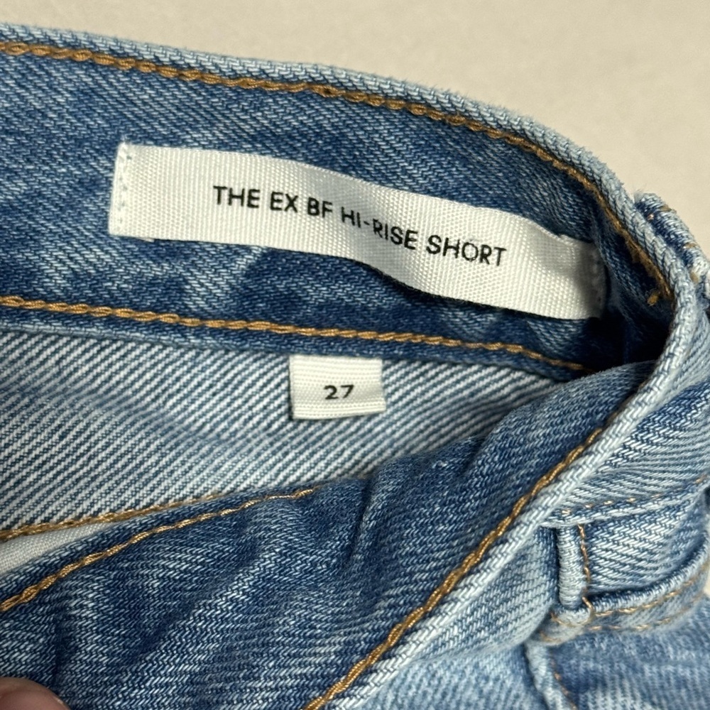 DENIM FORUM Women's The Ex BF High Rise Short Distressed - Light Wash Sz 27 - Picture 5 of 8